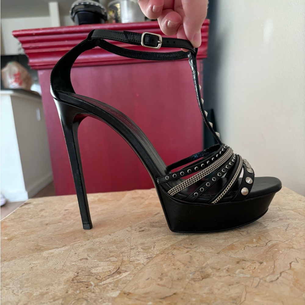 Saint Laurent heels Alice t strap sandals black 40